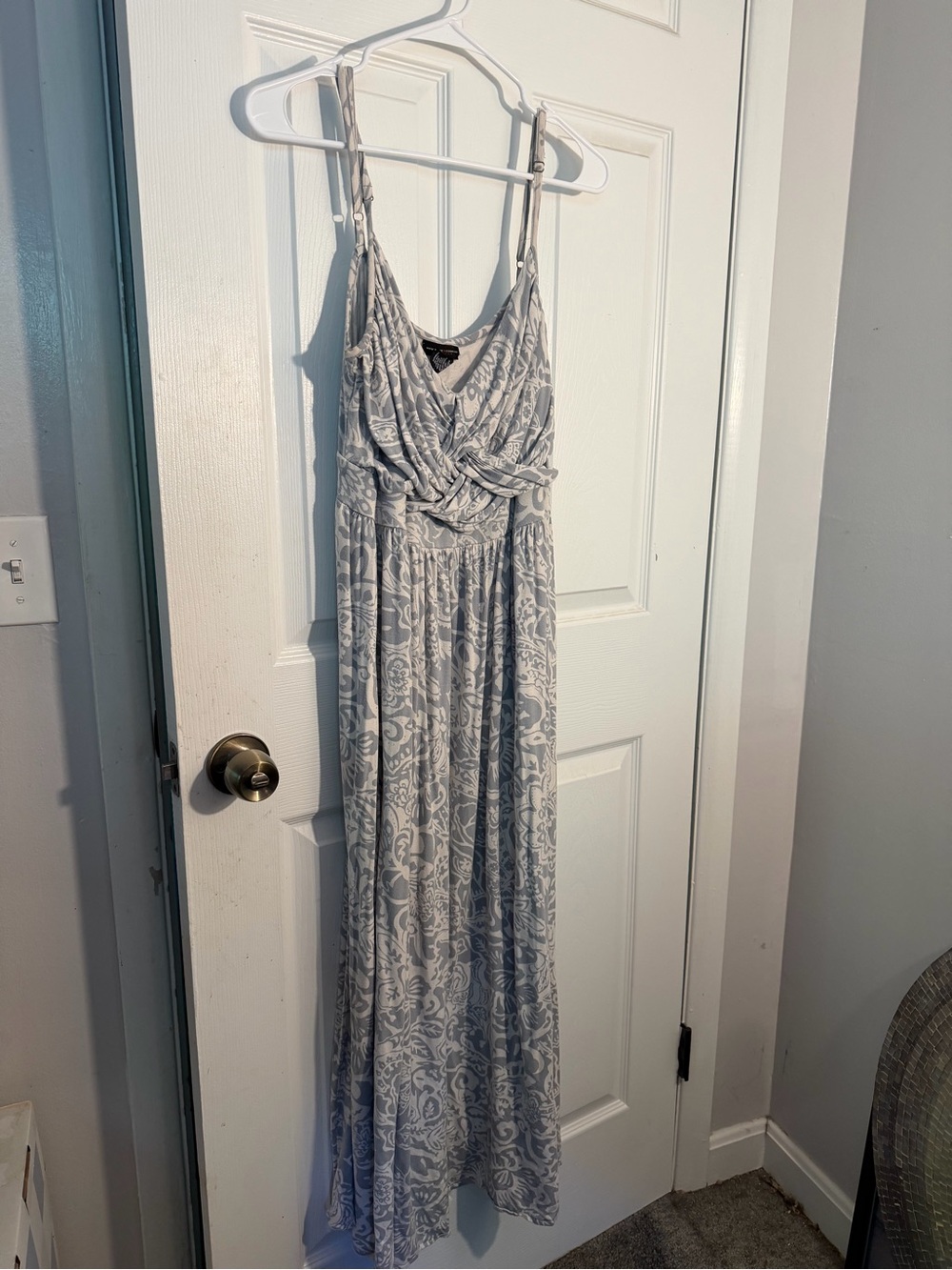 NY & Co Light Gray Patterned Maxi Dress